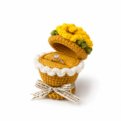 Sunflower Crochet Bouquet Ring Box Handmade